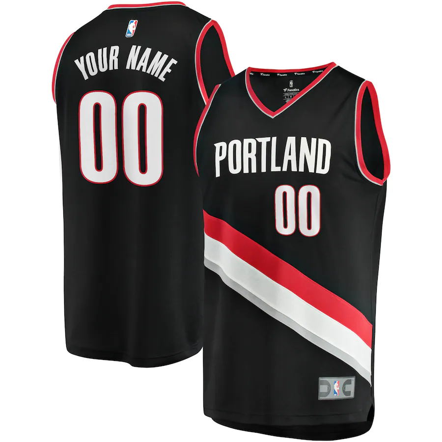 Cheap Men Fanatics Branded Black Portland Trail Blazers Fast Break Custom Replica NBA Jersey Icon Edition